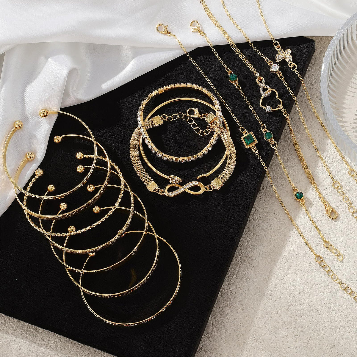 Women's Accessories - 36-Piece Gold Plated Jewelry Set Necklaces Bracelets Earrings Rings Gift
