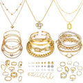 Women's Accessories - 36-Piece Gold Plated Jewelry Set Necklaces Bracelets Earrings Rings Gift